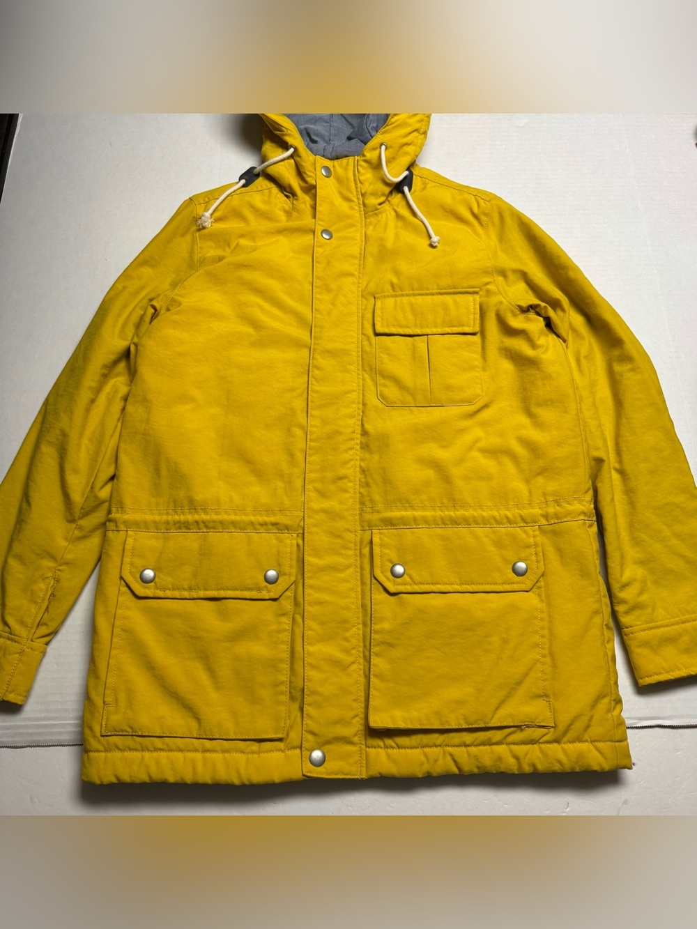 Gap Hooded Field Utility Jacket In Rainslicker Yellow Chambray Lined Size: Small
